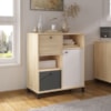 Balcao 1 Porta 2 Gavetas Com Nichos 68 cm Carvalho Grafito Branco Artany