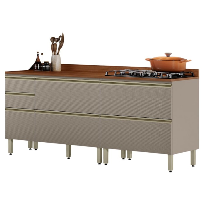 Balcao 120 cm e Balcao 80 cm Com Tampo Proenca Nogueira Nude Prime Demartez