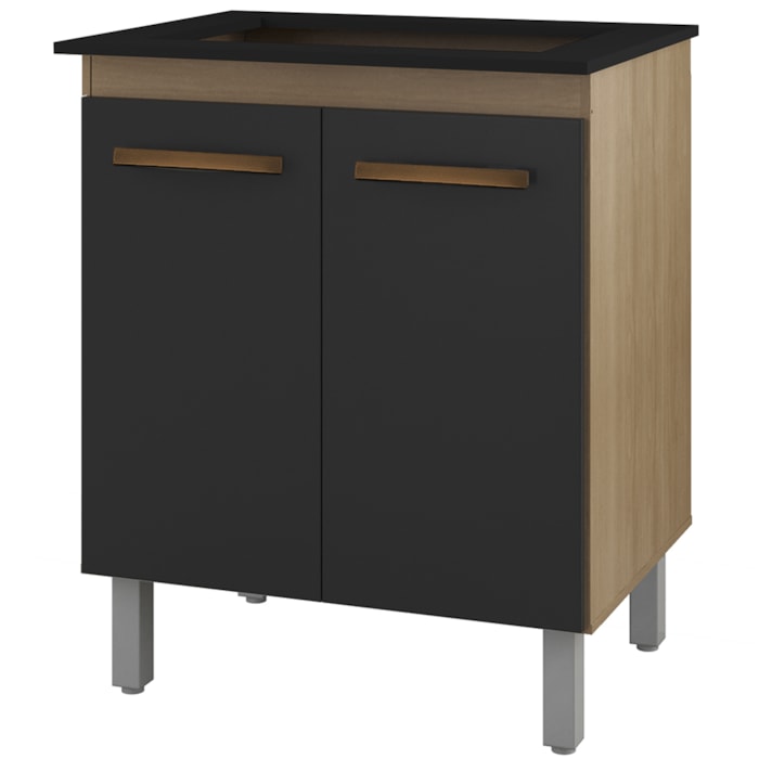 Balcao 75 cm Com Tampo Para Cooktop 4 Bocas 9250 Savana Preto Mobbs