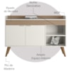 Balcao Aparador Buffet 120 cm Off White Cristal Ripado Madeira Dmad