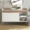 Balcao Aparador Buffet 120 cm Off White Cristal Ripado Madeira Dmad