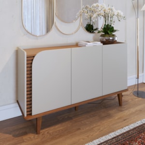 Balcão Aparador Buffet 3 Portas 136 cm Jurere Off White Matte Freijo Colibri