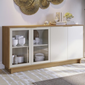 Balcao Aparador Buffet 4 Portas 160 cm Vitoria Freijo Off White Colibri