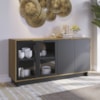 Balcao Aparador Buffet 4 Portas 160 cm Vitoria Noce Milano Preto Colibri