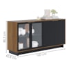 Balcao Aparador Buffet 4 Portas 160 cm Vitoria Noce Milano Preto Colibri