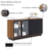 Balcao Aparador Buffet 4 Portas 160 cm Vitoria Noce Milano Preto Colibri