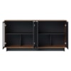 Balcao Aparador Buffet 4 Portas 160 cm Vitoria Noce Milano Preto Colibri