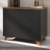 Balcao Aparador Escritorio 1 Porta 3 Gavetas 91 cm Freijo Preto Artany
