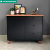 Balcao Aparador Escritorio 1 Porta 3 Gavetas 91 cm Freijo Preto Artany