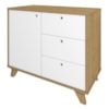 Balcao Aparador Escritorio 1 Porta 3 Gavetas 91 cm Olmo Branco Artany