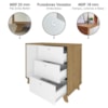 Balcao Aparador Escritorio 1 Porta 3 Gavetas 91 cm Olmo Branco Artany