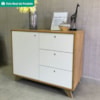 Balcao Aparador Escritorio 1 Porta 3 Gavetas 91 cm Olmo Branco Artany