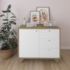 Balcao Aparador Escritorio 1 Porta 3 Gavetas 91 cm Olmo Branco Artany