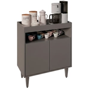 Balcao Aparador Multiuso 2 Portas BP Alice 71 cm Grafite Eratto Moveis