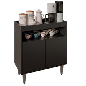 Balcao Aparador Multiuso 2 Portas BP Alice 71 cm Preto Eratto Moveis