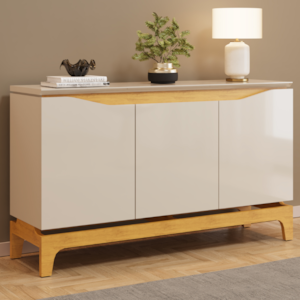 Balcao Buffet 3 Portas 136 cm Joile Cedro Off White DJ MOVEIS