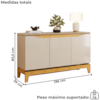 Balcao Buffet 3 Portas 136 cm Joile Cedro Off White DJ MOVEIS