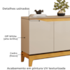 Balcao Buffet 3 Portas 136 cm Joile Cedro Off White DJ MOVEIS