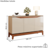 Balcao Buffet 3 Portas 136 cm Joile Freijo Off White DJ MOVEIS