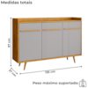 Balcão Buffet 3 Portas Quartzo 135 cm Cinamomo Off White BECHARA