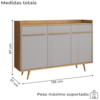 Balcão Buffet 3 Portas Quartzo 135 cm Naturalle Off White BECHARA