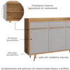 Balcão Buffet 3 Portas Quartzo 135 cm Naturalle Off White BECHARA