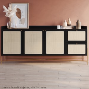 Balcao Buffet 3 PT 2 Gav 183 Cm Pes Metal 28935 Oslo Nero Artesano