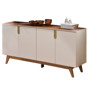 Balcao Buffet 4 Portas 160 cm Recife Off White Amendoa MOBLER