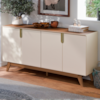 Balcao Buffet 4 Portas 160 cm Recife Off White Amendoa MOBLER
