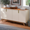 Balcao Buffet 4 Portas 160 cm Recife Off White Canela MOBLER