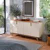 Balcao Buffet 4 Portas 160 cm Recife Off White Canela MOBLER