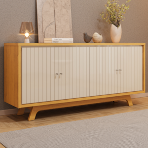 Balcao Buffet 4 Portas 180 cm Soleil Cedro Off White DJ MOVEIS