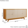 Balcao Buffet 4 Portas 180 cm Soleil Cedro Off White DJ MOVEIS