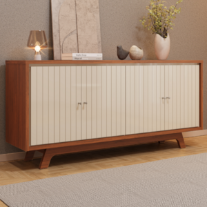 Balcao Buffet 4 Portas 180 cm Soleil Freijo Off White DJ MOVEIS
