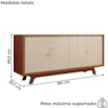 Balcao Buffet 4 Portas 180 cm Soleil Freijo Off White DJ MOVEIS