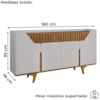 Balcão Buffet 4 Portas Danubio 180 cm Off White Naturalle BECHARA