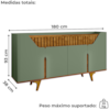 Balcão Buffet 4 Portas Danubio 180 cm Pistache Naturalle BECHARA