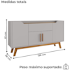 Balcão Buffet 4 Portas Future 136 cm Off White Cinamomo BECHARA