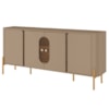 Balcão Buffet 4 Portas LED Vidro Tambau 180 cm Fendi Carvalho BECHARA