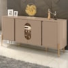 Balcão Buffet 4 Portas LED Vidro Tambau 180 cm Fendi Carvalho BECHARA