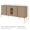 Balcão Buffet 4 Portas LED Vidro Tambau 180 cm Fendi Carvalho BECHARA