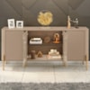 Balcão Buffet 4 Portas LED Vidro Tambau 180 cm Fendi Carvalho BECHARA