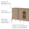 Balcão Buffet 4 Portas LED Vidro Tambau 180 cm Fendi Carvalho BECHARA