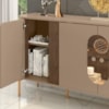 Balcão Buffet 4 Portas LED Vidro Tambau 180 cm Fendi Carvalho BECHARA