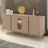 Balcão Buffet 4 Portas LED Vidro Tambau 180 cm Fendi Carvalho BECHARA
