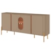 Balcão Buffet 4 Portas LED Vidro Tambau 180 cm Fendi Freijo BECHARA