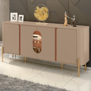 Balcão Buffet 4 Portas LED Vidro Tambau 180 cm Fendi Freijo BECHARA