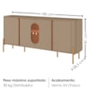 Balcão Buffet 4 Portas LED Vidro Tambau 180 cm Fendi Freijo BECHARA