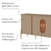 Balcão Buffet 4 Portas LED Vidro Tambau 180 cm Fendi Freijo BECHARA