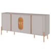 Balcão Buffet 4 Portas LED Vidro Tambau 180 cm Off White Naturalle BECHARA